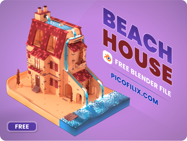 Free Download: Stylized Beach House 3D Model for Blender